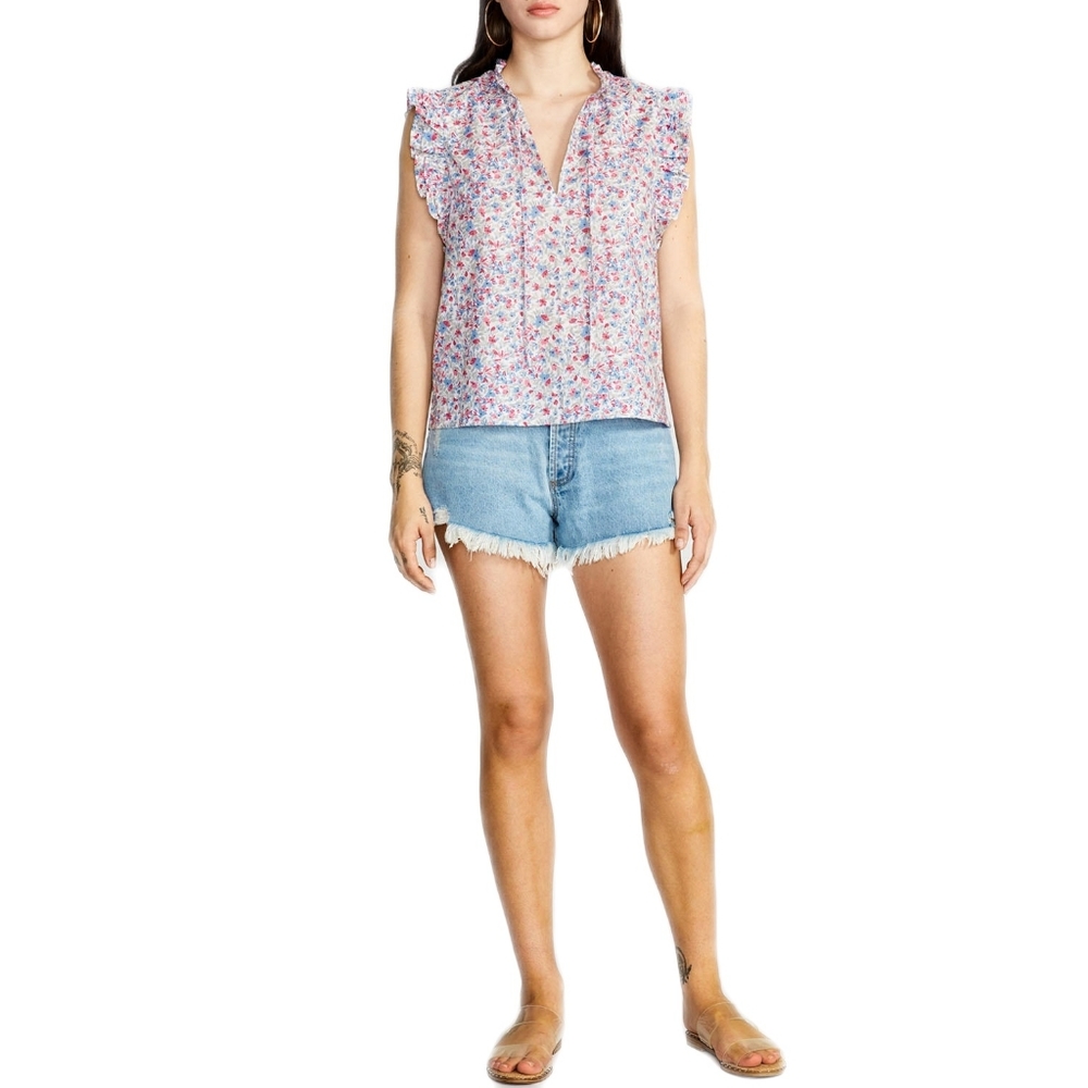 NWT  Womens S Valle Flutter Sleeve Printed Top BB Dakota by Steve Madden - Picture 4 of 5